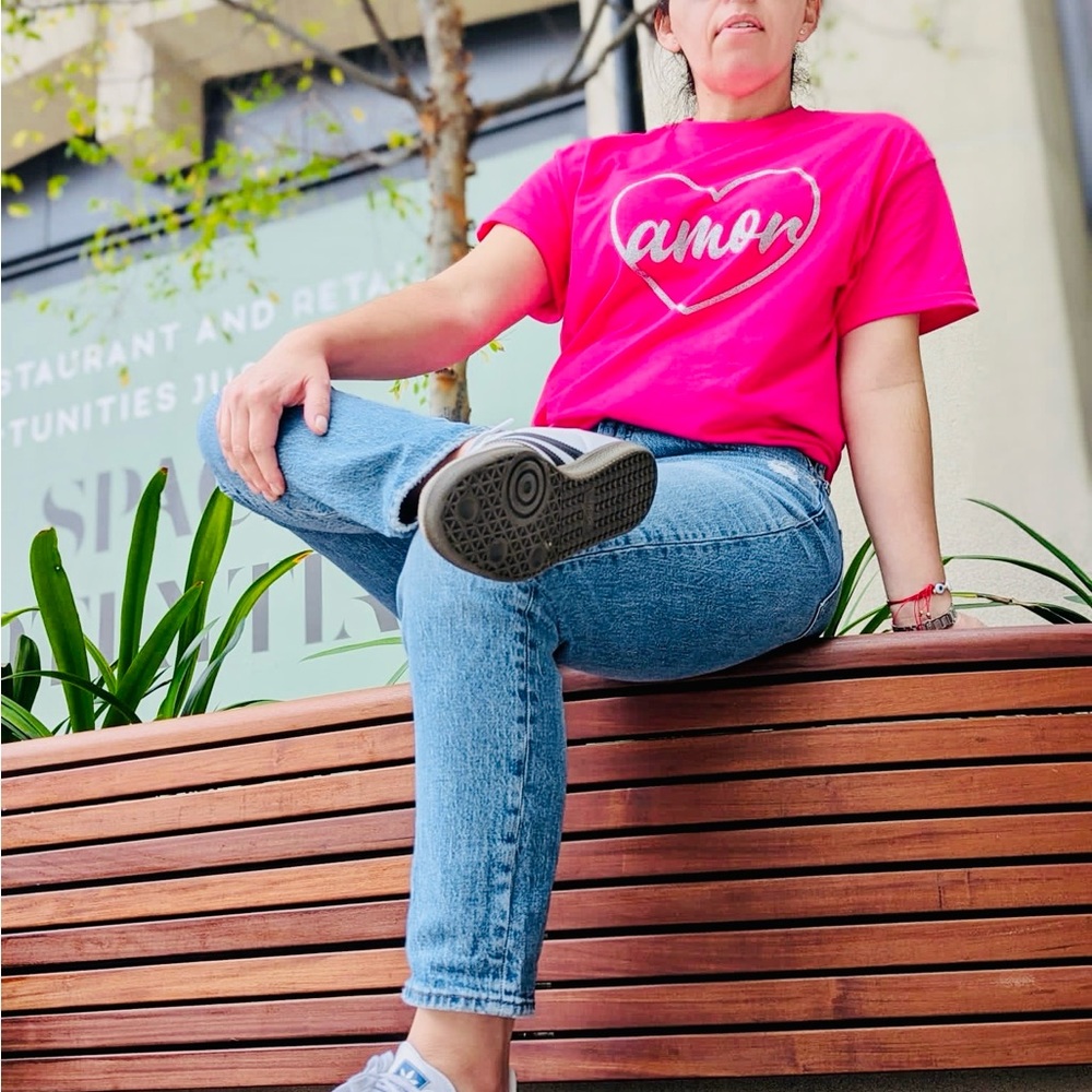 ‼️SOLD‼️Amor pink ad Silver Valentine T-Shirt